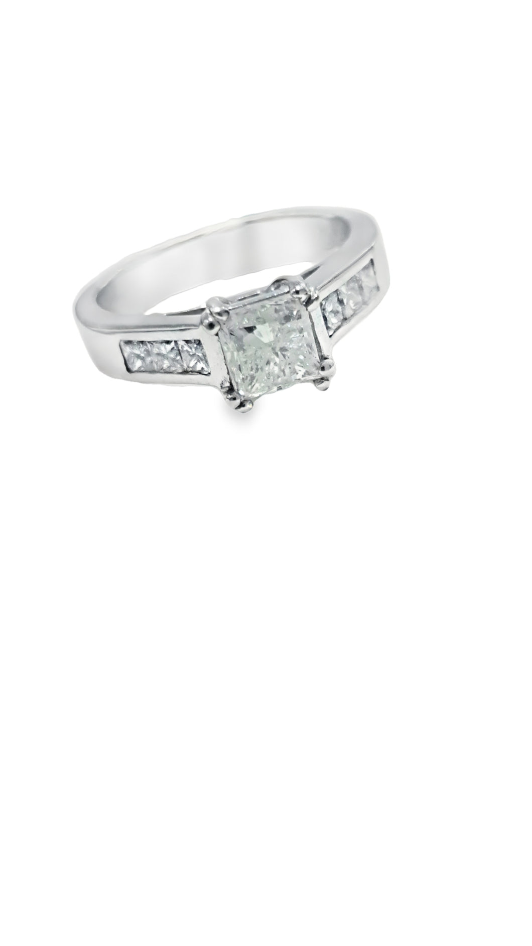 0.805ct Princess Cut Certified Diamond Centre | 0.150cts [6] Princess Cut Diamonds | Channel Design Ring | 18kt White Gold