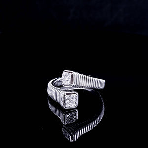 0.26cts [18] Round Brilliant Cut Diamonds | Designer Crossover Ring | 18kt White Gold