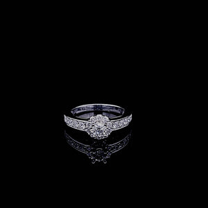 1.01cts Round Brilliant Cut Diamonds | Designer Halo Ring | 14kt White Gold