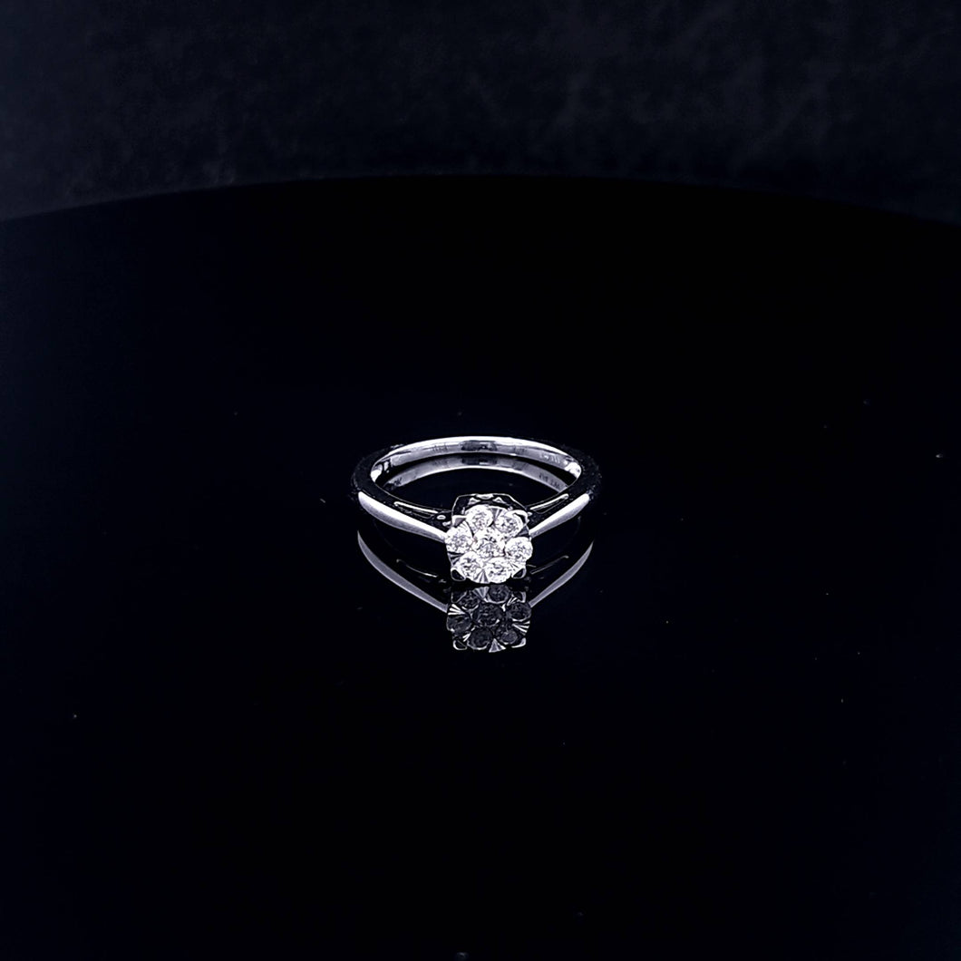 0.25cts [7] Round Brilliant Cut Diamonds | Designer Cluster Ring | 10kt White Gold