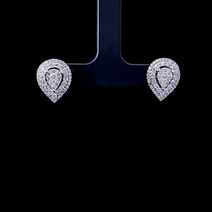 1.00cts Round Brilliant Cut Diamonds | Designer Pear Shape Earrings | 14kt White Gold