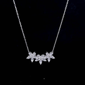 0.50cts Round Brilliant and Baguette Cut Diamonds | Designer Necklace with Chain | 18kt White Gold