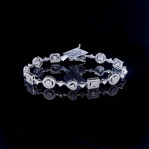 2.00cts Round Brilliant and Baguette Cut Diamonds | Designer Bracelet | 18kt White Gold