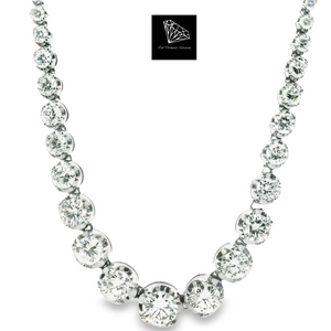 7.041ct [37] Round Brilliant Cut Diamonds | 7 Certificates | Designer Crown Tennis Necklace | 18kt White Gold