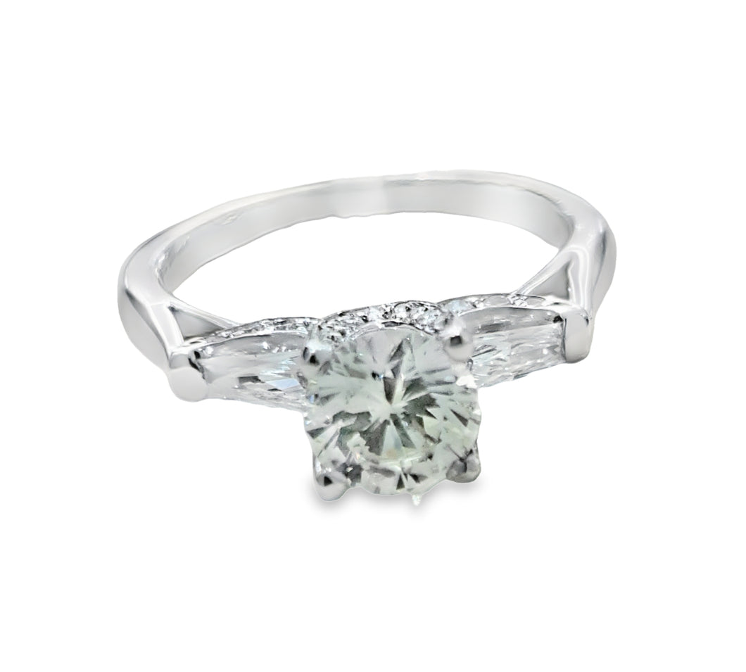 1.00ct Round Brilliant Cut Certified Diamond | 0.50cts Round Brilliant and Baguette Cut Diamonds | Designer Ring | Platinum