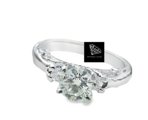 0.98ct Round Brilliant Cut Centre Diamond | 0.14cts [16] Round Brilliant Cut Diamonds | Designer Ring | 18kt White Gold