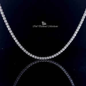 2.70cts [58] Round Brilliant Cut Diamonds | Crown Design Tennis Necklace | 18kt White Gold