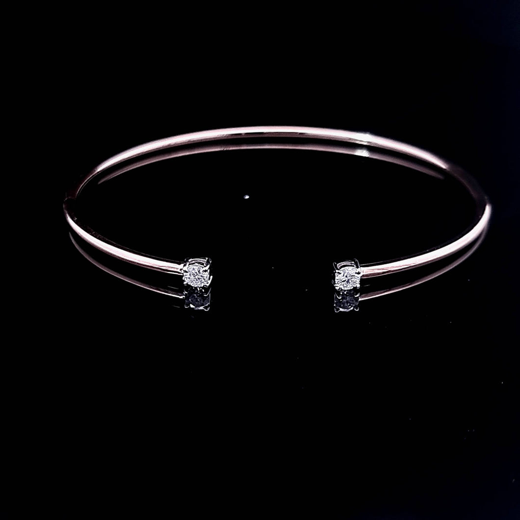 0.30cts [2] Round Brilliant Cut Diamonds | Designer Flex Bangle | 18kt Rose and White Gold
