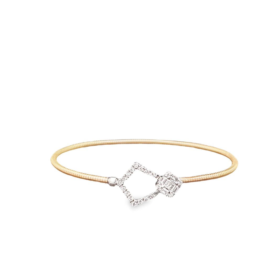 0.450cts [25] Round Brilliant and Baguette Cut Diamonds | Designer Flex Bangle | 18kt Yellow and White Gold