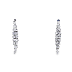 0.60cts Baguette Cut Diamonds | Designer Drop Earrings | 18kt White Gold