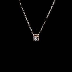 0.019ct Round Brilliant Cut Diamond | Designer Solitaire Pendant and Chain | 18kt Yellow Gold