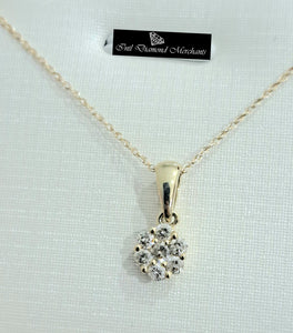 0.250cts [7] Round Brilliant Cut Diamonds | Cluster Pendant with Chain | 10kt Yellow Gold