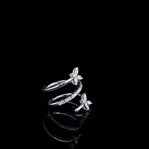 1.00cts [24] Marquise and Round Brilliant Cut Diamonds | Designer Spring Design Ring | 18kt White Gold
