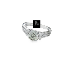1.040ct Round Brilliant Cut Certified Diamond | 0.63cts Round Brilliant Cut Diamonds | Designer Ring | 18kt White Gold