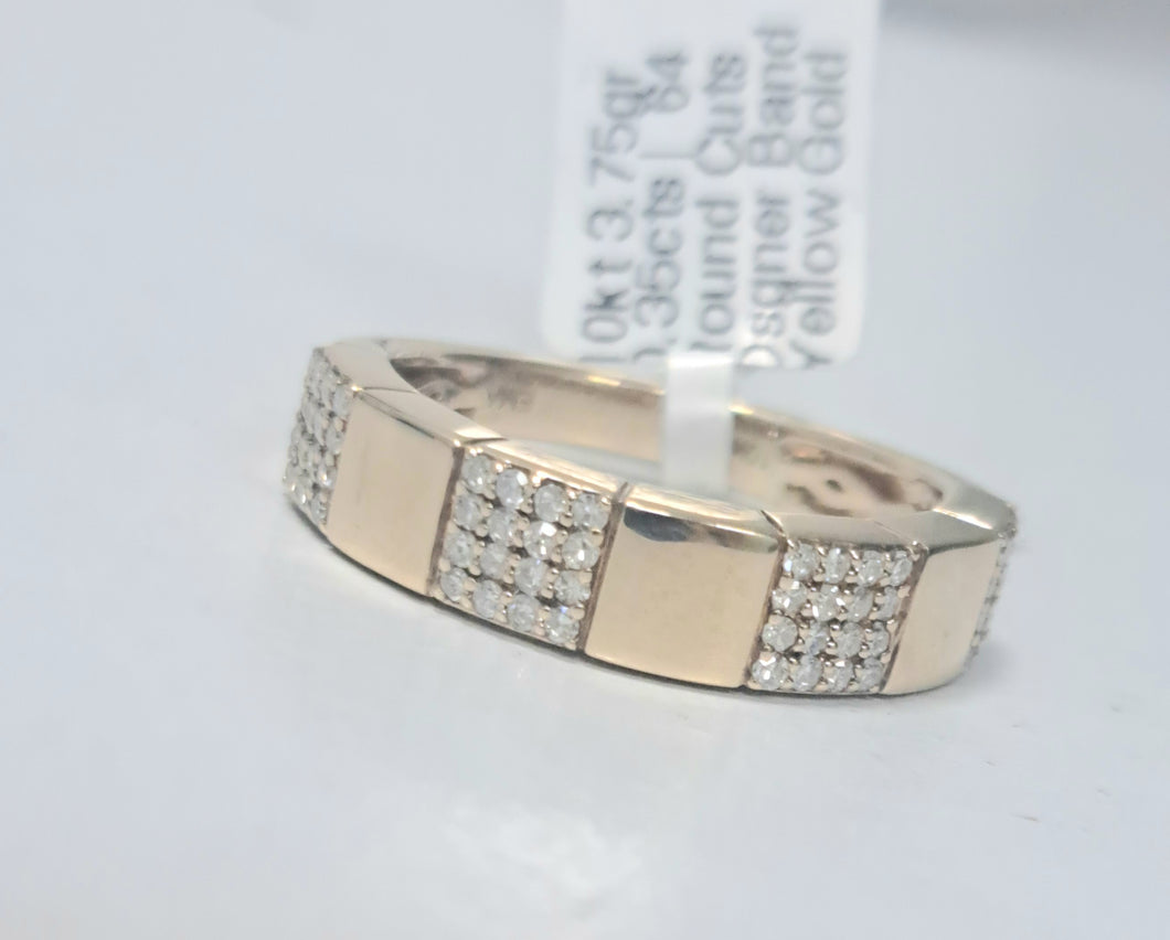 0.350cts [64] Round Brilliant Cut Diamonds | Designer Band | 10kt Yellow Gold