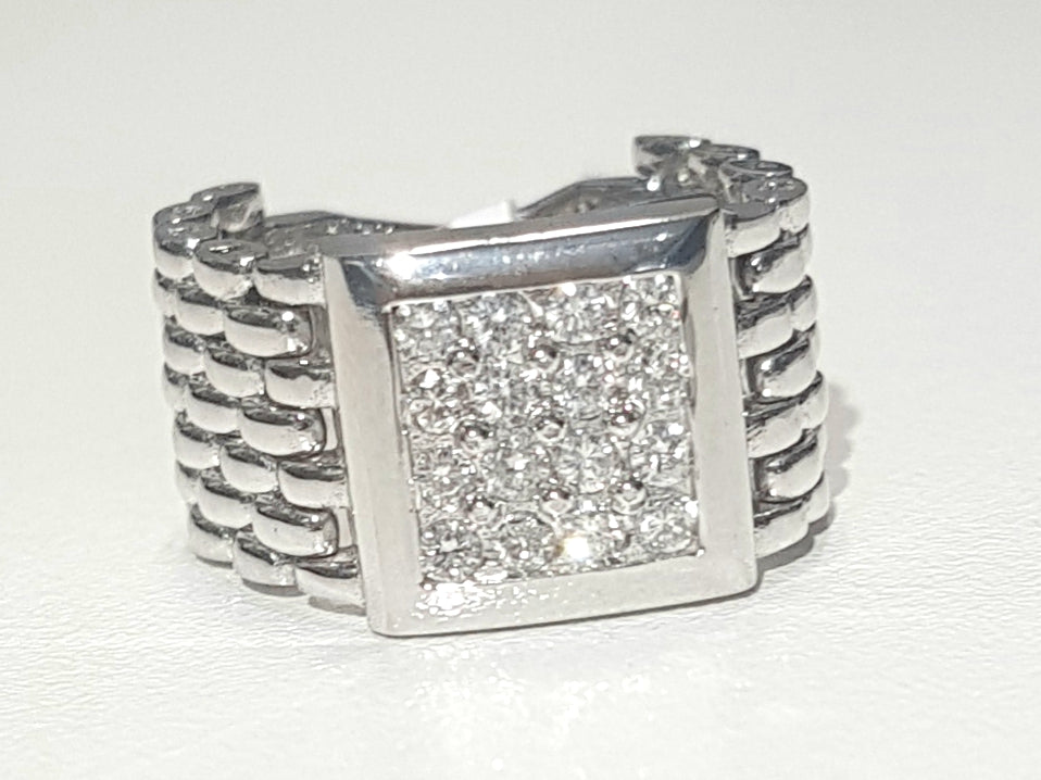 0.50ct [16] Round Brilliant Cut Diamonds | Designer Flex Gents Ring | 18kt White Gold