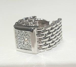 0.50ct [16] Round Brilliant Cut Diamonds | Designer Flex Gents Ring | 18kt White Gold