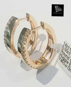 0.50cts [tw] Round Brilliant Cut Diamonds | Designer Huggie Earrings | 14kt Yellow Gold