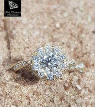 Load image into Gallery viewer, 0.50ct Round Cut Diamond Centre | 1.00ct Round Brilliant Cut Diamonds | Halo Design Diamond Ring | 14kt Yellow Gold