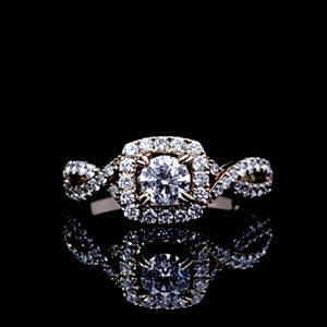 0.810cts Round Brilliant Cut Diamonds | Designer Crossover Ring | 14kt Yellow Gold