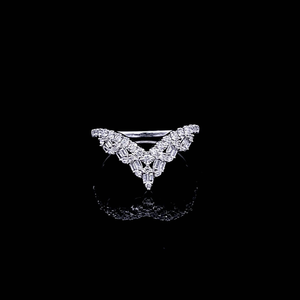 0.40cts Round Brilliant and Baguette Cut Diamonds | Designer Crown Ring | 18kt White Gold
