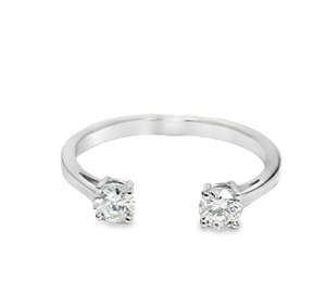 0.350cts [2] Round Brilliant Cut Diamonds | Designer Open Shank Ring | 18kt White Gold