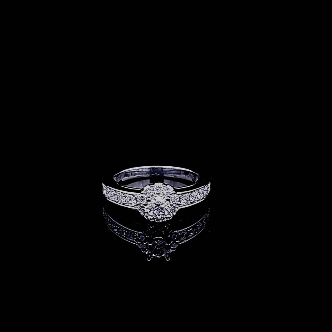 1.01cts Round Brilliant Cut Diamonds | Designer Halo Ring | 14kt White Gold