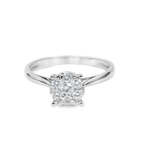 0.30cts [7] Round Brilliant Cut Diamonds | Cluster Solitaire Ring | 18kt White Gold
