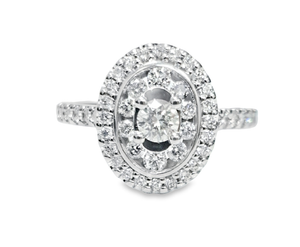 0.80cts [tw] Round Brilliant Cut Diamonds | Oval Design Ring | 10kt White Gold