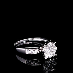 0.50cts Round Brilliant Cut Diamonds | Designer Illusion Ring | 18kt White Gold