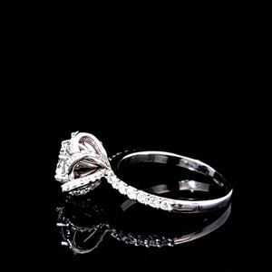 0.753ct Round Brilliant Cut Certified Diamond | 0.590cts [65] Round Brilliant Cut Diamonds | Designer Flower Ring | Size L 1/2 | 18kt White Gold