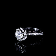 Load image into Gallery viewer, 0.753ct Round Brilliant Cut Certified Diamond | 0.590cts [65] Round Brilliant Cut Diamonds | Designer Flower Ring | Size L 1/2 | 18kt White Gold
