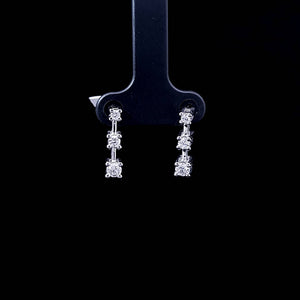 0.50cts [6] Round Brillant Cut Diamonds | Bar Design Drop Earring | 14kt White Gold