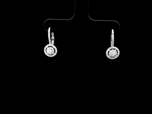 0.400cts Round Brilliant Cut Diamonds | Designer Halo Drop Earring | 18kt White Gold