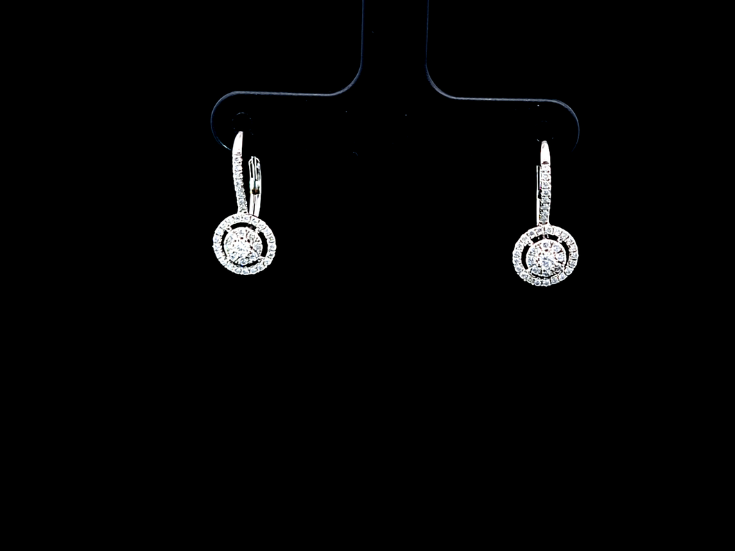 0.400cts Round Brilliant Cut Diamonds | Designer Halo Drop Earring | 18kt White Gold