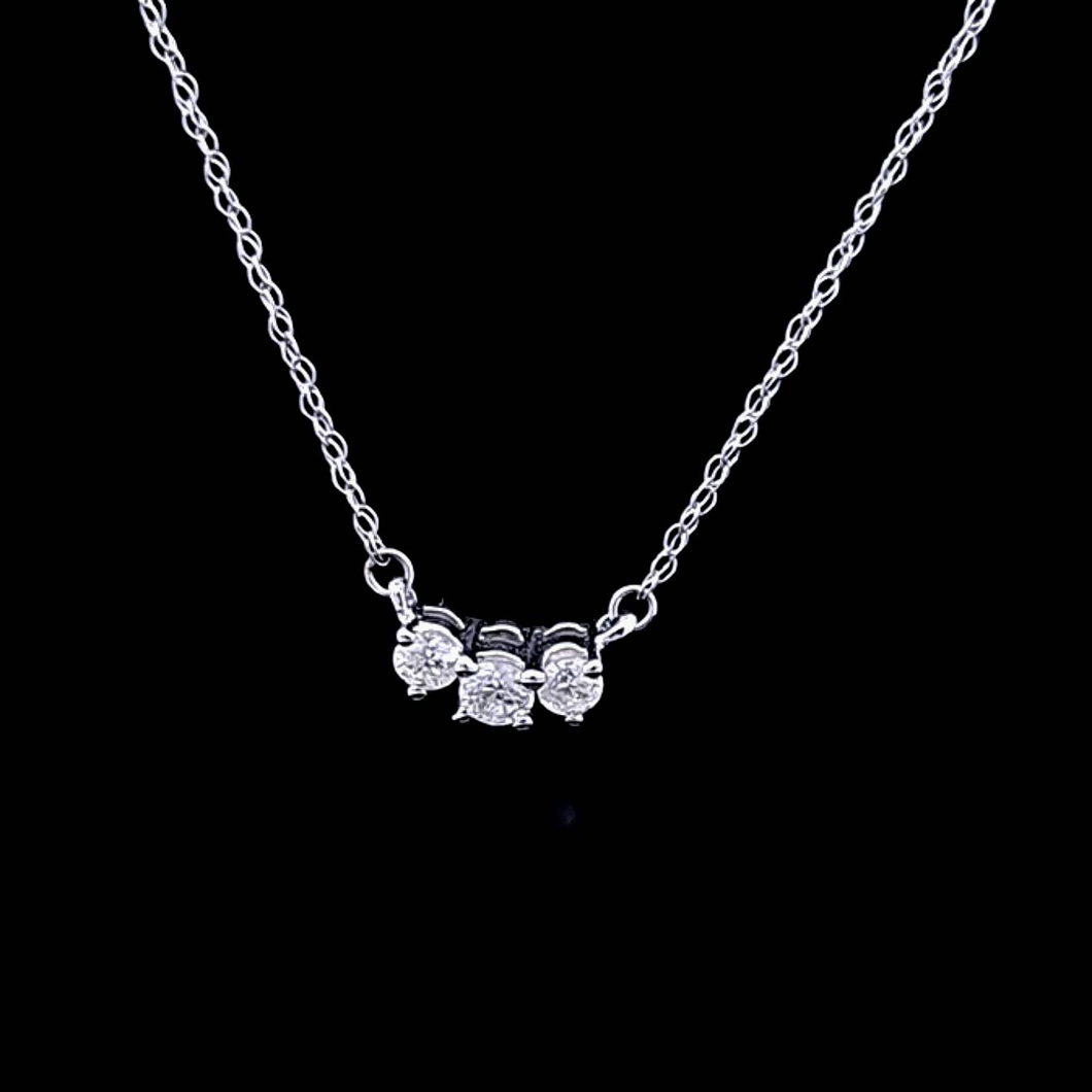 0.20cts [3] Round Brilliant Cut Diamonds | Trilogy Design Pendant and Chain | 10kt White Gold