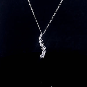 0.50cts Round Brilliant Cut Diamonds | Designer Journey Pendant and Chain | 18kt White Gold