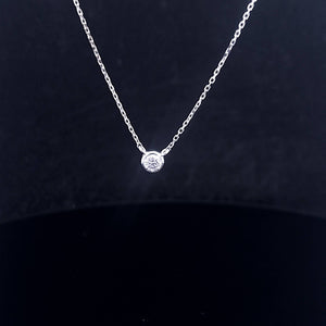 0.20ct Round Brilliant Cut Diamond | Solitaire Design Tube Pendant with Chain | 14kt White Gold