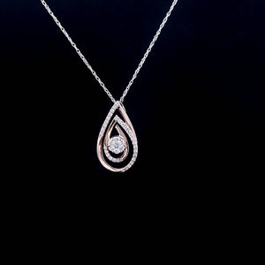 0.320cts [tw] Round Brilliant Cut Diamonds | Designer Pendant with Chain | 18kt Rose and White Gold