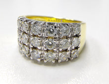 Load image into Gallery viewer, 1.42cts [21] Round Brilliant Cut Diamonds | Designer 3 Row Ring | 18kt Yellow and White Gold
