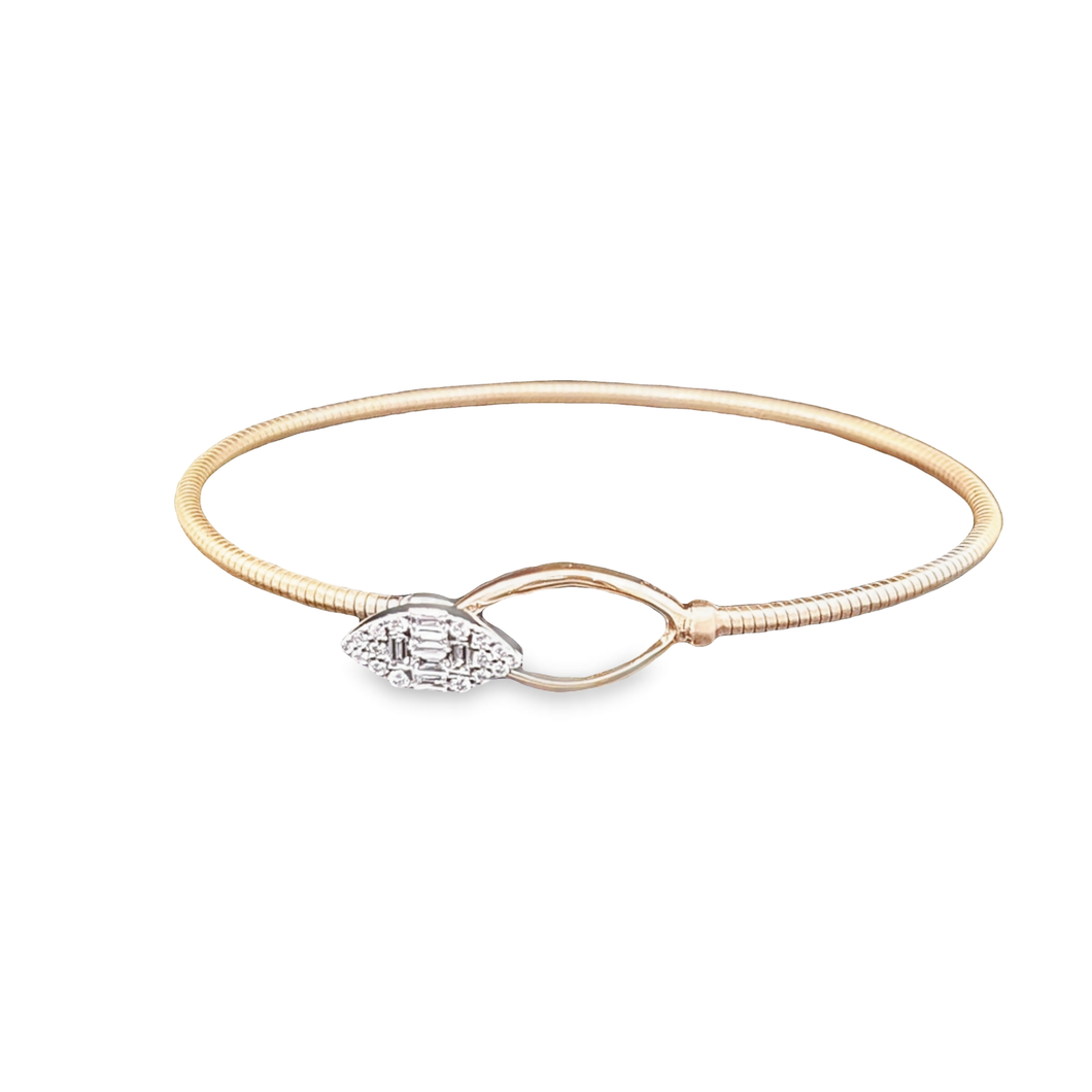 0.26cts [22] Round Brilliant and Baguette Cut Diamonds | Designer Flex Bangle | 18kt White and Yellow Gold