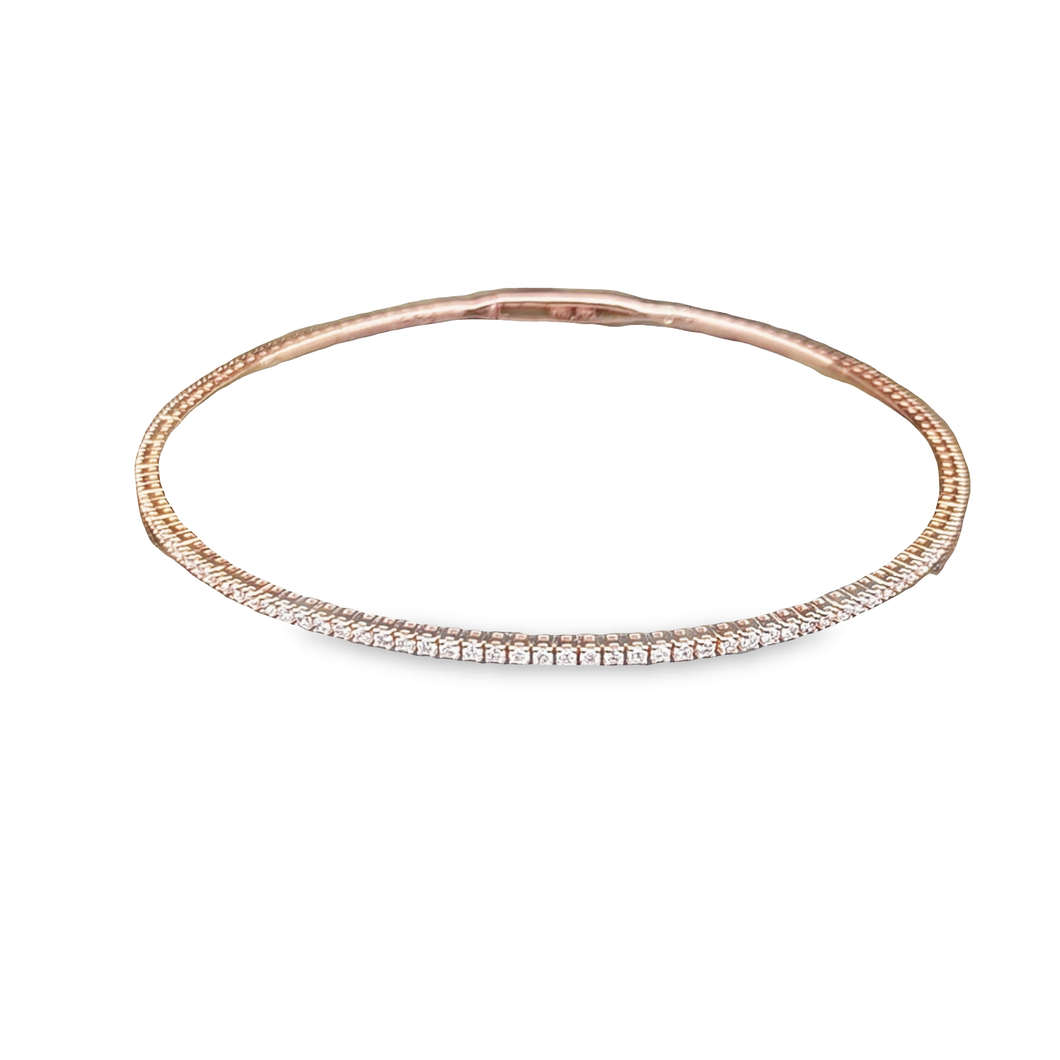 1.20cts Round Brilliant Cut Diamonds | Flex Tennis Bangle | 14kt Rose Gold