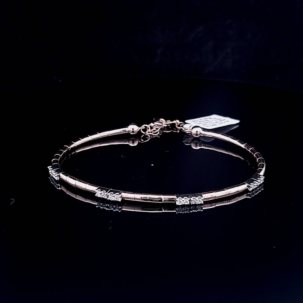 0.30cts [16] Round Brilliant Cut Diamonds | Designer Adjustable Bangle | 18kt Rose and White Gold