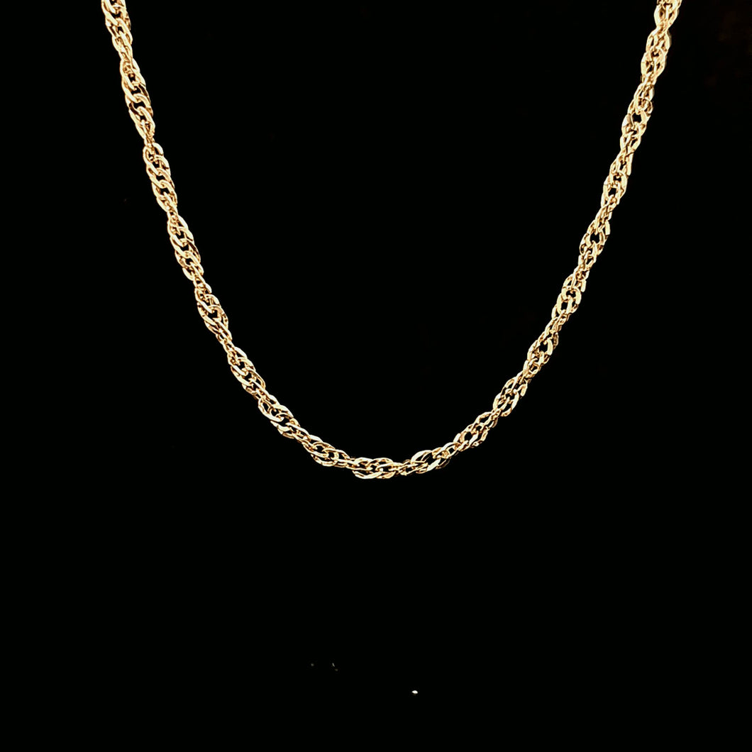 18kt Yellow Gold | Designer Swirl Chain | 42cm Cuban Link Design