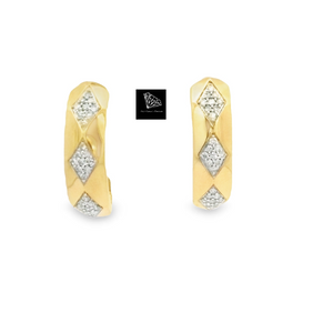 0.25cts Round Brilliant Cut Diamonds | Designer Huggie Earrings | 10kt Yellow Gold