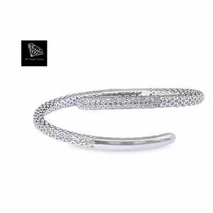 0.68cts [52] Round Brilliant Cut Diamonds | Designer Open Shank Bangle | 18kt White Gold