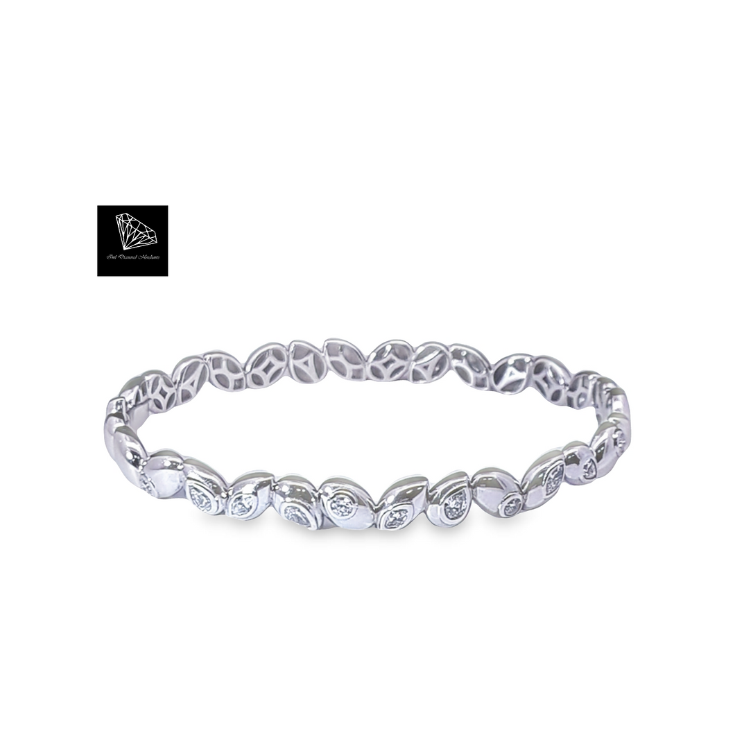 0.760cts [11] Round, Pear and Marquise Cut Diamonds | Designer Clip Bangle | 18kt White Gold