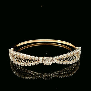 2.52cts [100] Round Brilliant and Baguette Cut Diamonds | Designer Bangle | 18kt Yellow and White Gold