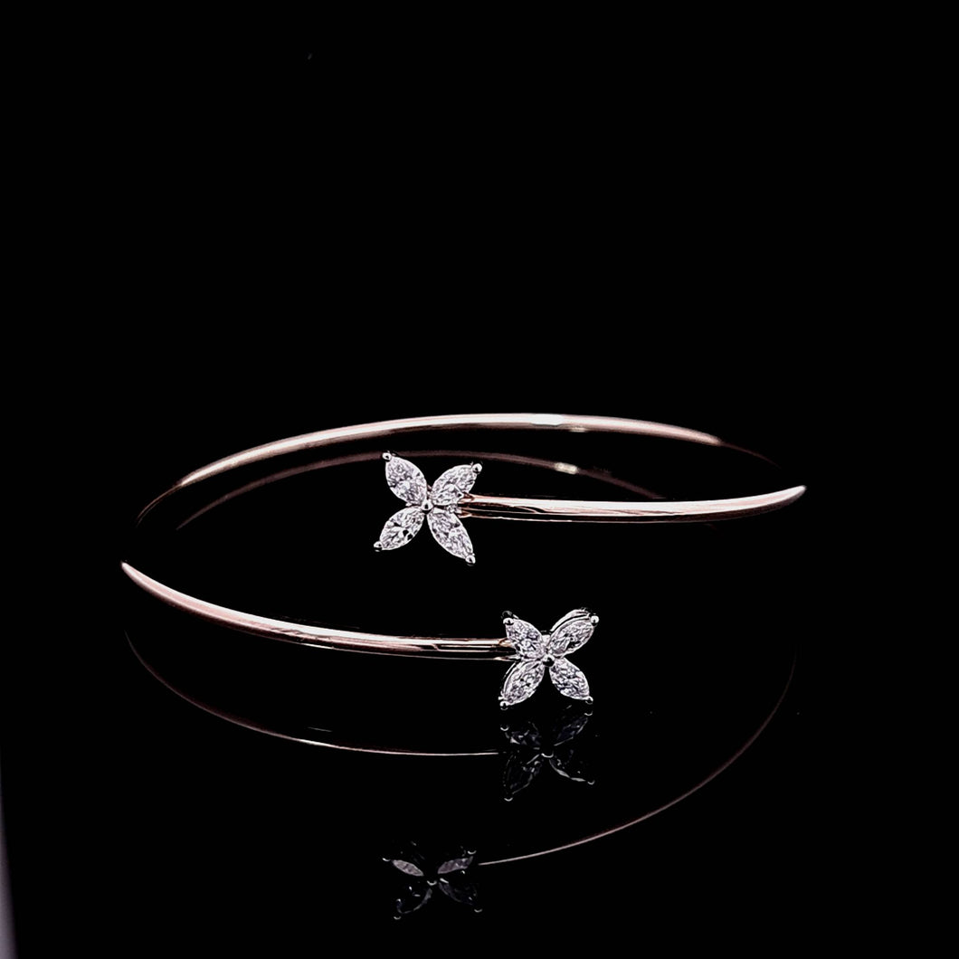 0.70cts [8] Marquise Cut Diamonds | Designer Flex Bangle | 18kt Rose and White Gold