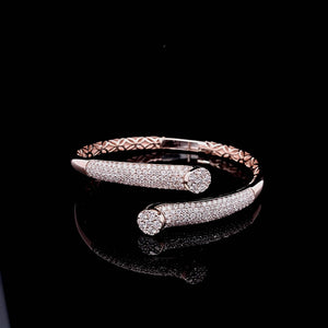 3.21cts [212] Round Brilliant Cut Diamonds | Designer Crossover Bangle | 18kt Rose Gold